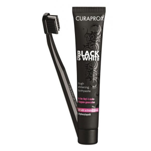 Curaprox Black is White Kit Pasta de dentes 90ml + Escova de dentes Curaprox Black is White Kit Pasta de dentes 90ml + Escova de dentes