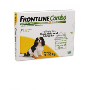 Frontline Combo Solução Cão 2-10kg 0,67ml X3 unção punctif Frontline Combo Solução Cão 2-10kg 0,67ml X3 unção punctif